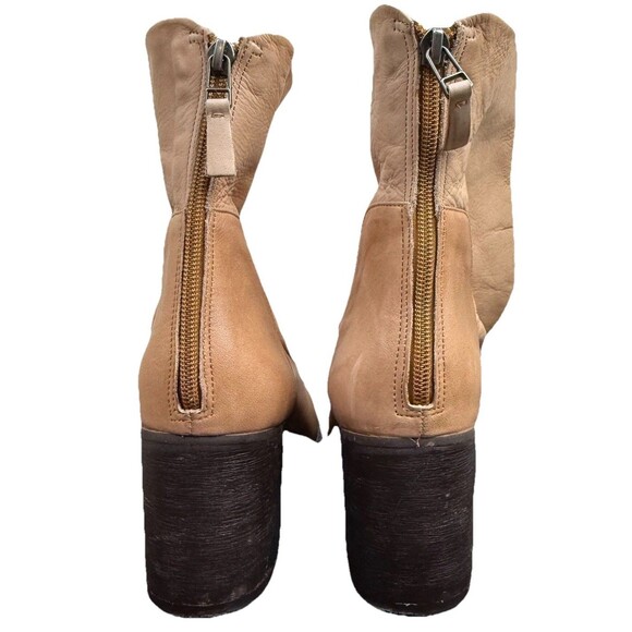 Chelsea and Violet Slouchy Booties 11 Beige Leather Chic Freedom Ankle Boots - Picture 5 of 9